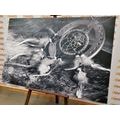 CANVAS PRINT DREAM CATCHER IN BLACK AND WHITE - BLACK AND WHITE PICTURES - PICTURES