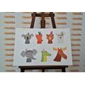 CANVAS PRINT FULL OF ANIMALS WITH INDIAN FEATHERS - CHILDRENS PICTURES - PICTURES