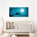 WANDBILD NÄCHTLICHE KATZEN IN BLAU - HALLOWEEN- UND HORROR-BILDER - BILDER