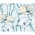 PAPIER PEINT COQUELICOTS EN FLEUR DANS UN DESIGN BLEU-BEIGE - PAPIER PEINT FLEURS - PAPIER PEINT