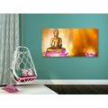 CANVAS PRINT BUDDHA STATUE ON A LOTUS FLOWER - PICTURES FENG SHUI - PICTURES