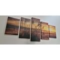 5-PIECE CANVAS PRINT SUNSET ON A BEACH - PICTURES OF NATURE AND LANDSCAPE - PICTURES