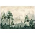 TAPETA ZELENE ŠUMSKE SILUETE U MAGLI - TAPETE ŠUMA - TAPETE