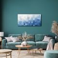 TABLEAU SUR TOILE – CARRÉS BLEUS SUPERPOSÉS DANS LA BRUME - IMAGES FORMES ABSTRAITES - TABLEAUX