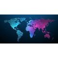 CANVAS PRINT WORLD MAP WITH A BEAUTIFUL NEON DETAIL - PICTURES OF MAPS - PICTURES