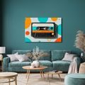WANDBILD RETRO-KASSETTE MIT KREISEN - MUSIKBILDER - BILDER