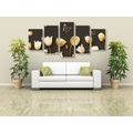 5-TEILIGES WANDBILD TULPEN MIT GOLDENEM MOTIV - BILDER BLUMEN - BILDER