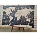 CANVAS PRINT MAP ON A WOODEN BACKGROUND - PICTURES OF MAPS - PICTURES