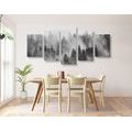 5-PIECE CANVAS PRINT MOUNTAINS IN A FOG IN BLACK AND WHITE - BLACK AND WHITE PICTURES - PICTURES