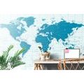 SELF ADHESIVE WALLPAPER POLITICAL MAP OF THE WORLD IN BLUE - SELF-ADHESIVE WALLPAPERS - WALLPAPERS