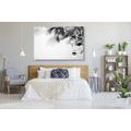 CANVAS PRINT FASHONABLE FEMALE FACE WITH ABSTRACT ELEMENTS IN BLACK AND WHITE - BLACK AND WHITE PICTURES - PICTURES