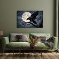 QUADRO SU TELA – CORVO AL CHIARO DI LUNA - QUADRI HALLOWEEN E HORROR - STAMPE E QUADRI