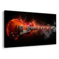 WANDBILD ELEKTRISCHE GITARRE IN FLAMMEN - MUSIKBILDER - BILDER