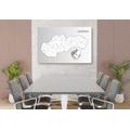 CANVAS PRINT BLACK AND WHITE MAP OF THE SLOVAK REPUBLIC - PICTURES OF MAPS - PICTURES