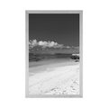 POSTER ANSE SOURCE BEACH IN BLACK AND WHITE - BLACK AND WHITE - POSTERS