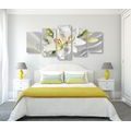 5-PIECE CANVAS PRINT WHITE LILY ON AN INTERESTING BACKGROUND - PICTURES FLOWERS - PICTURES