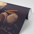 WALL MURAL COFFEE WITH CHOCOLATE MACARONS - WALLPAPERS FOOD AND DRINKS - WALLPAPERS