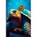 CANVAS PRINT BLUE-GOLD TURTLE - PICTURES LORDS OF THE ANIMAL KINGDOM - PICTURES