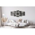 5-PIECE CANVAS PRINT NAUTICAL HELM - BLACK AND WHITE PICTURES - PICTURES