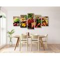 5-PIECE CANVAS PRINT FRESH FRUITS AND VEGETABLES - PICTURES OF FOOD AND DRINKS - PICTURES