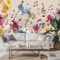 TAPETE BUNTE MUSIKNOTEN UND FLECKEN - MUSIK FOTOTAPETEN - TAPETEN