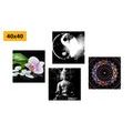 CANVAS PRINT SET FENG SHUI ON A BLACK BACKGROUND - SET OF PICTURES - PICTURES