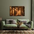TABLEAU SUR TOILE – RAYONS DORÉS DANS LA FORÊT - TABLEAUX FORÊT - TABLEAUX