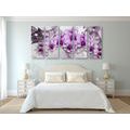 5-PIECE CANVAS PRINT PURPLE FLOWERS ON AN ABSTRACT BACKGROUND - PICTURES FLOWERS - PICTURES