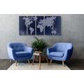 QUADRO IN 5 PARTI MAPPA DEL MONDO BLU SU SFONDO ASTRATTO - QUADRI MAPPE{% if product.category.pathNames[0] != product.category.name %} - QUADRI{% endif %}