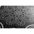 CANVAS PRINT INDIAN MANDALA WITH FLORAL PATTERN IN BLACK AND WHITE - BLACK AND WHITE PICTURES - PICTURES