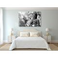 CANVAS PRINT PEACEFUL BUDDHA IN BLACK AND WHITE - BLACK AND WHITE PICTURES - PICTURES
