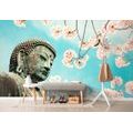 WALL MURAL BUDDHA STATUE WITH A CHERRY - WALLPAPERS FENG SHUI - WALLPAPERS