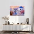 TABLEAU SUR TOILE – CÔTE DE SANTORIN AU COUCHER DU SOLEIL - TABLEAUX DE LA MER ET DE LA PLAGE - TABLEAUX