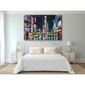 CANVAS PRINT COLORED NEW YORK - PICTURES OF CITIES - PICTURES