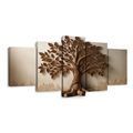 5-DÍLNÝ OBRAZ HNĚDÝ STROM ŽIVOTA - OBRAZY STROMY ŽIVOTA - OBRAZY