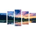 IMPRESSION SUR TOILE EN 5 PARTIES COUCHER DE SOLEIL ROMANTIQUE DANS LES MONTAGNES - IMPRESSION SUR TOILE DE NATURE ET PAYSAGE - IMPRESSION SUR TOILE