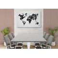 CANVAS PRINT WORLD MAP IN VECTOR GRAPHIC DESIGN IN BLACK AND WHITE - PICTURES OF MAPS - PICTURES