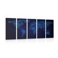 5-PIECE CANVAS PRINT WORLD MAP WITH NIGHT SKY - PICTURES OF MAPS - PICTURES