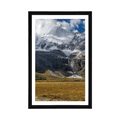 POSTER MIT PASSEPARTOUT MAJESTÄTISCHE BERGLANDSCHAFT - NATUR - POSTER