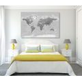 DECORATIVE PINBOARD BEAUTIFUL BLACK AND WHITE MAP OF THE WORLD - PICTURES ON CORK - PICTURES