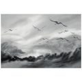 TAPETE FLIEGENDE VÖGEL IN SCHWARZ-WEISS - SCHWARZ-WEISSE TAPETEN - TAPETEN