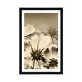 POSTER WITH MOUNT GARDEN FLOWERS IN SEPIA DESIGN - BLACK AND WHITE - POSTERS