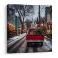 OBRAZ ZASNĚŽENÁ ULICE S VÁNOČNÍMI SVĚTLY - VÁNOČNÍ A ZIMNÍ OBRAZY - OBRAZY