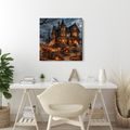 QUADRO SU TELA – CASA DI HALLOWEEN CON FANTASMI - QUADRI HALLOWEEN E HORROR - STAMPE E QUADRI