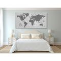 CANVAS PRINT WORLD MAP WITH A COMPASS IN RETRO STYLE IN BLACK AND WHITE - PICTURES OF MAPS - PICTURES