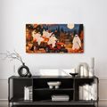 QUADRO SU TELA – FANTASMI AUTUNNALI CON ZUCCHE - QUADRI HALLOWEEN E HORROR - STAMPE E QUADRI