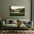 TABLEAU SUR TOILE – MATIN BRUMEUX AU-DESSUS D’UNE PRAIRIE - TABLEAUX DE CHAMPS ET PRAIRIES - TABLEAUX