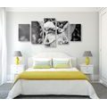 IMPRESSION SUR TOILE EN 5 PARTIES STATUE D'ANGE EN NOIR ET BLANC - IMPRESSIONS SUR TOILE NOIR ET BLANC - IMPRESSION SUR TOILE