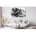 WANDBILD WOLF IN AQUARELL IN SCHWARZ-WEISS - BILDER TIERE - BILDER