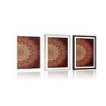 POSTER WITH MOUNT GOLDEN MANDALA ON A BURGUNDY BACKGROUND - FENG SHUI - POSTERS